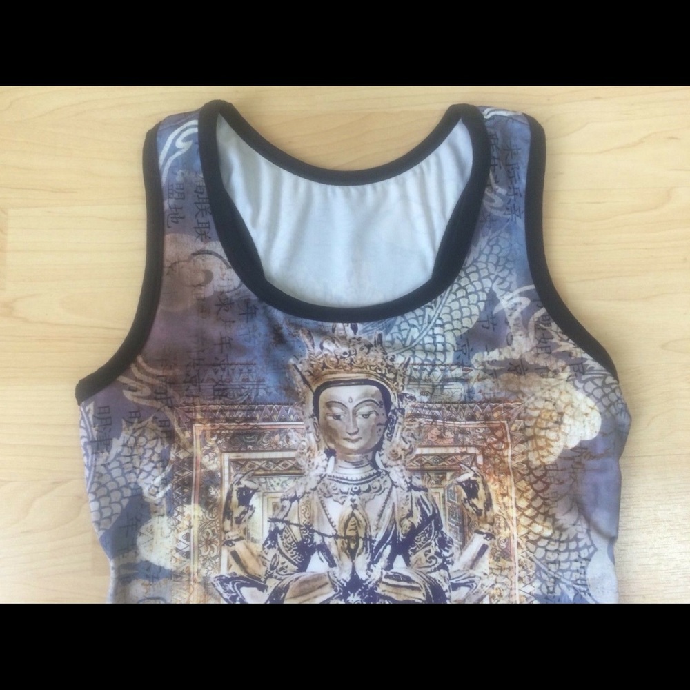 KOS USA Buddha Graphic Racerback Tank Top - Picture 2 of 7